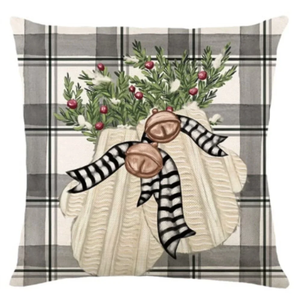 NEW SET OF 4 CHRISTMAS COTTON LINEN BLEND CHRISTMAS SEASONAL PILLOW COVERS 18